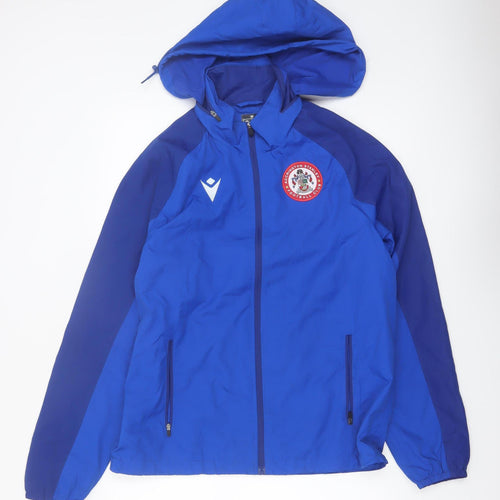 Macron Men’s Blue Hooded Windbreaker Jacket M Football Training