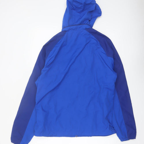 Macron Men’s Blue Hooded Windbreaker Jacket M Football Training