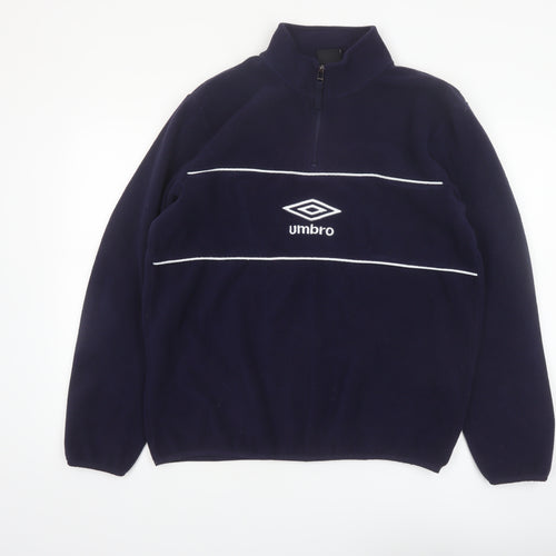 Umbro Mens Blue Fleece 1/4 Zip Pullover Sweatshirt Size L