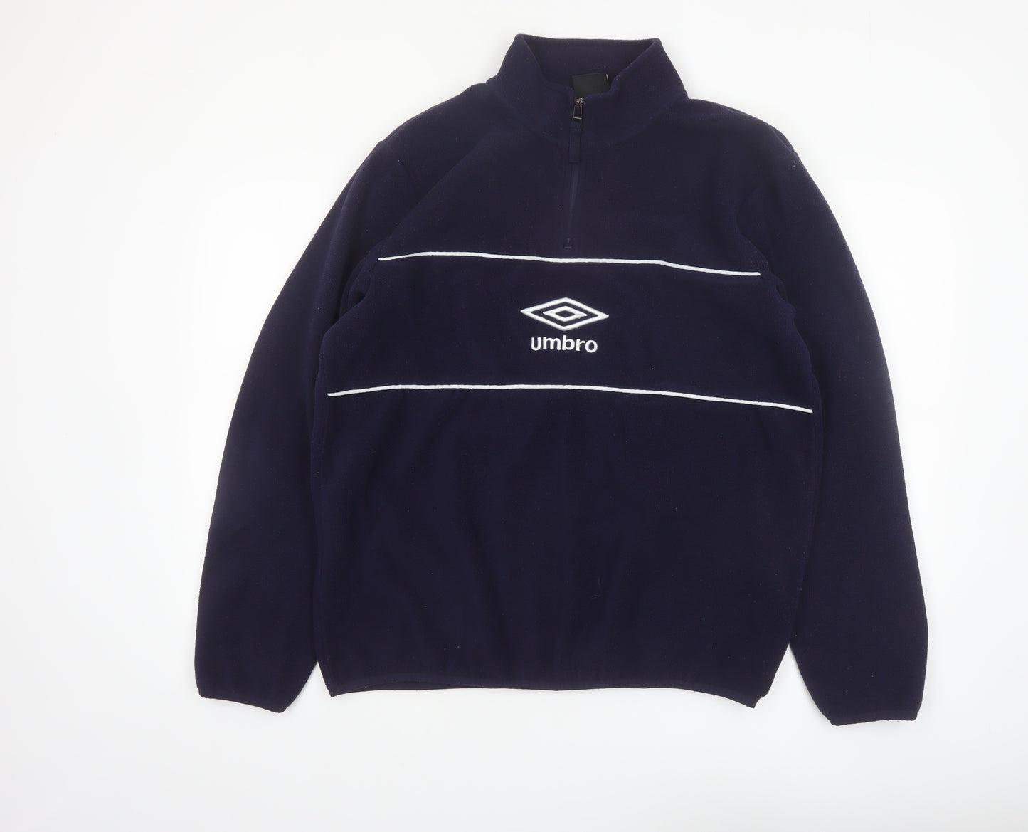Umbro Mens Blue Fleece 1/4 Zip Pullover Sweatshirt Size L