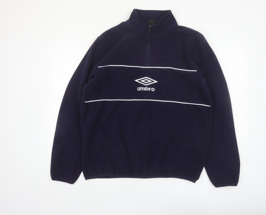 Umbro Mens Blue Fleece 1/4 Zip Pullover Sweatshirt Size L
