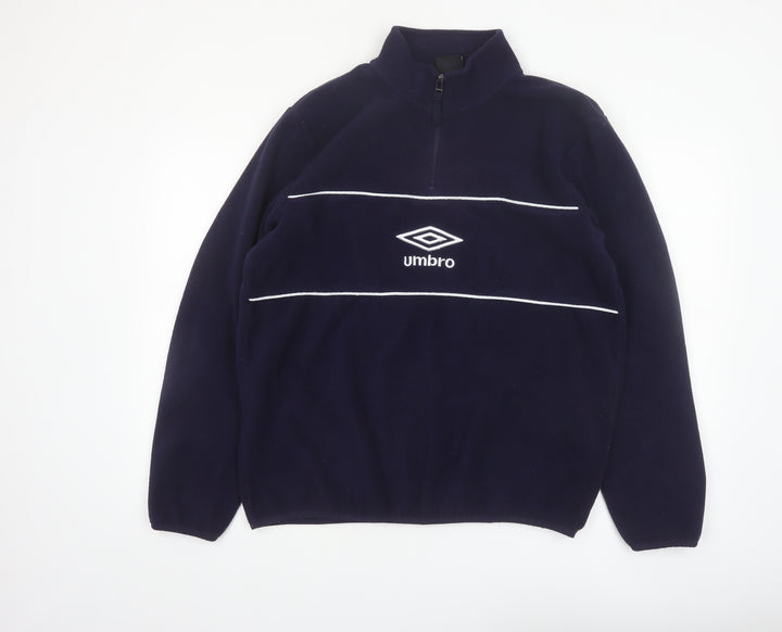 Umbro Mens Blue Fleece 1/4 Zip Pullover Sweatshirt Size L
