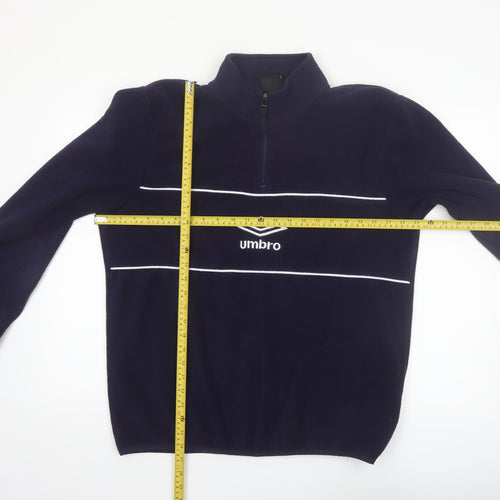 Umbro Mens Blue Fleece 1/4 Zip Pullover Sweatshirt Size L
