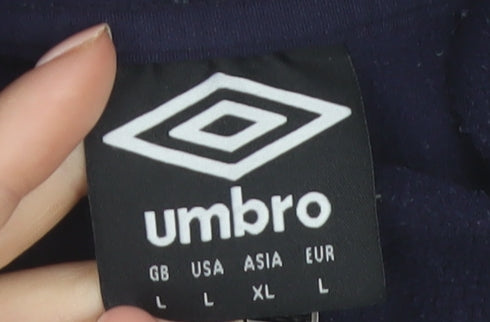 Umbro Mens Blue Fleece 1/4 Zip Pullover Sweatshirt Size L