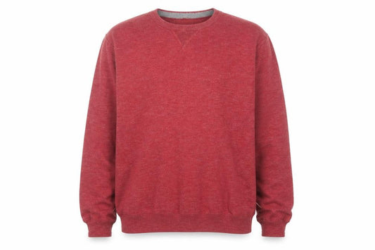 Front view of Marks & Spencer men’s red cotton crew neck jumper xl