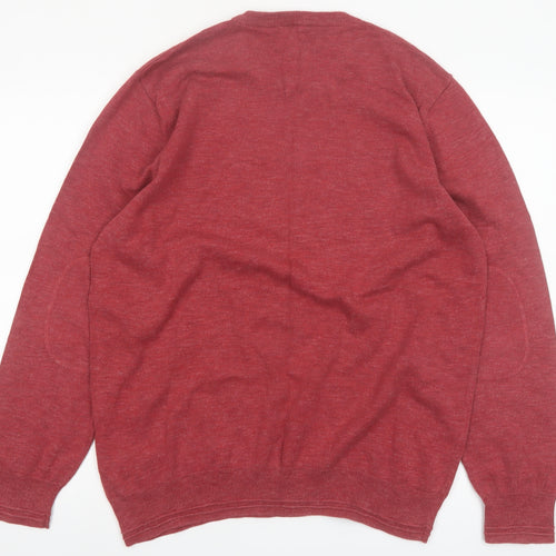 Marks and Spencer Mens Red Cotton Crew Neck Jumper XL