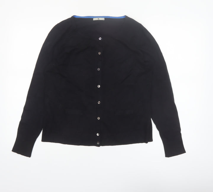 Tu Women's Black Size 14 Crew Neck Button Cardigan