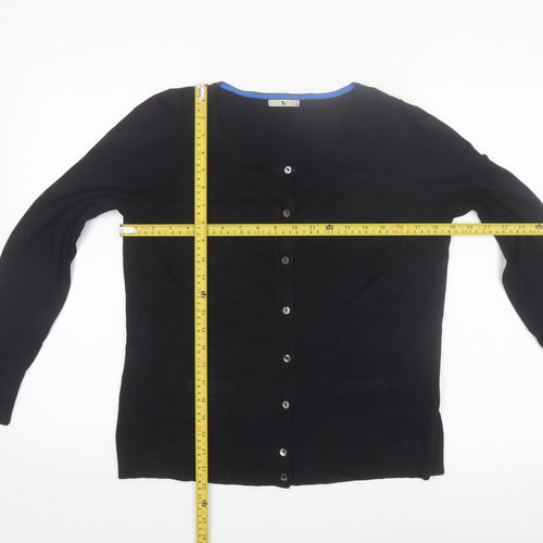 Tu Women's Black Size 14 Crew Neck Button Cardigan