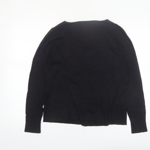 Tu Women's Black Size 14 Crew Neck Button Cardigan