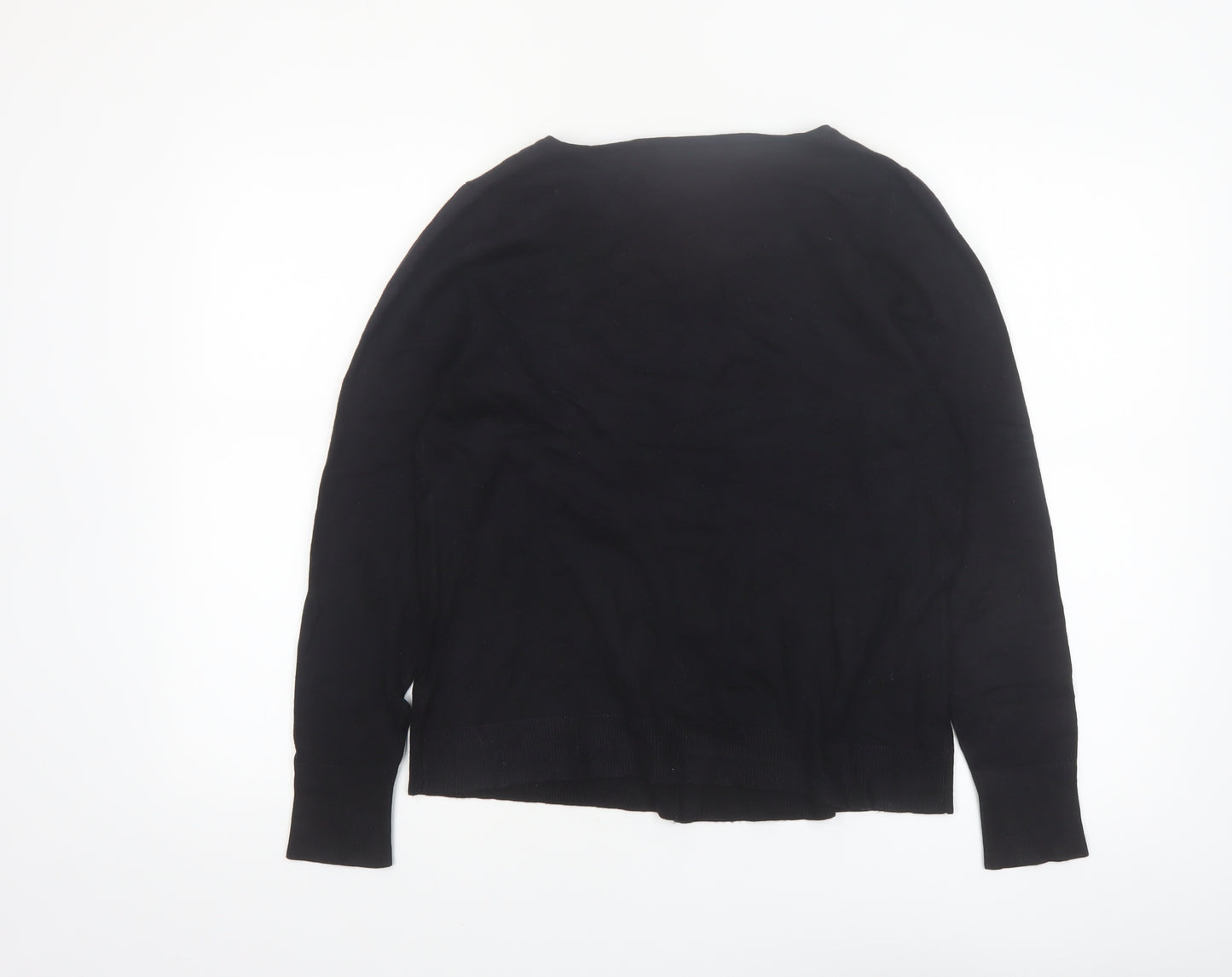 Tu Women's Black Size 14 Crew Neck Button Cardigan