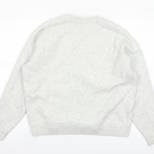 Marks and Spencer Women Grey V-Neck Cable Knit Jumper L