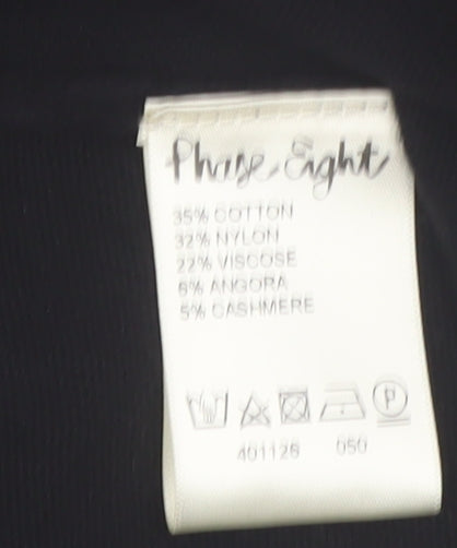 Phase Eight Women's Black Size 16 Open Knit Long Sleeve Cardigan