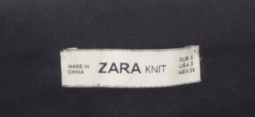 Zara Women Black Fluffy Knit Long Sleeve Pullover Jumper Size S