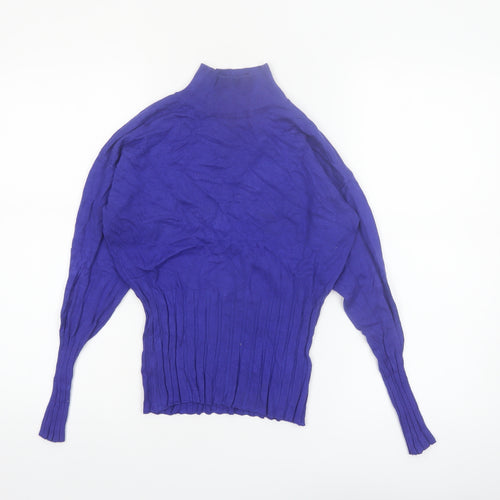 Marks and Spencer Women Blue Mock Neck Long Sleeve Jumper Size 10