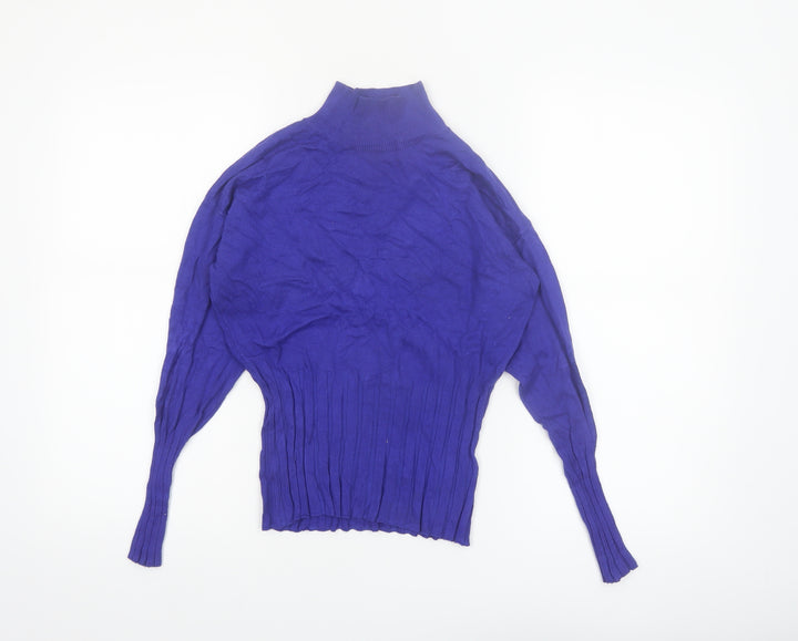 Marks and Spencer Women Blue Mock Neck Long Sleeve Jumper Size 10