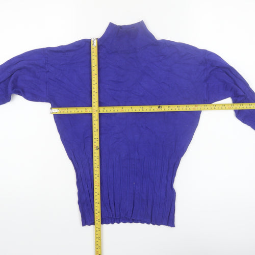 Marks and Spencer Women Blue Mock Neck Long Sleeve Jumper Size 10
