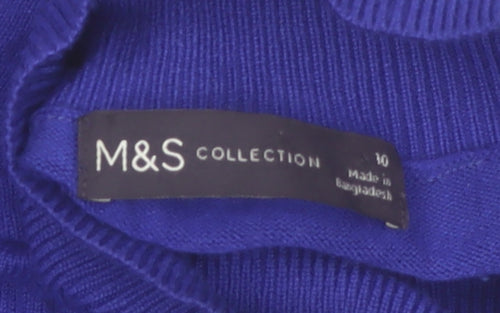 Marks and Spencer Women Blue Mock Neck Long Sleeve Jumper Size 10