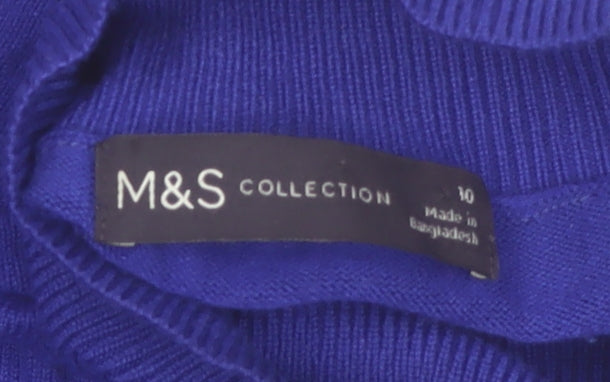 Marks and Spencer Women Blue Mock Neck Long Sleeve Jumper Size 10