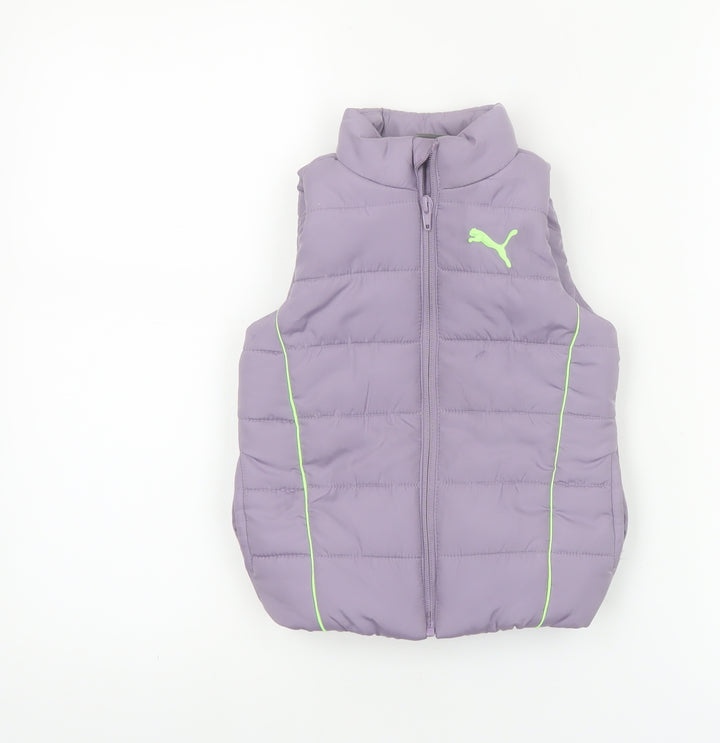 Puma Girls Purple Puffer Waistcoat 2-3 Years Lightweight Quilted Vest