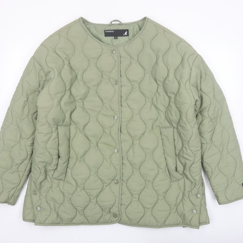 Kangol Women's Green Quilted Jacket UK 14 Mid-Length Casual