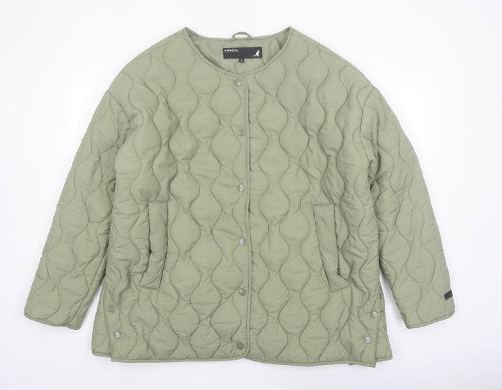 Kangol Women's Green Quilted Jacket UK 14 Mid-Length Casual