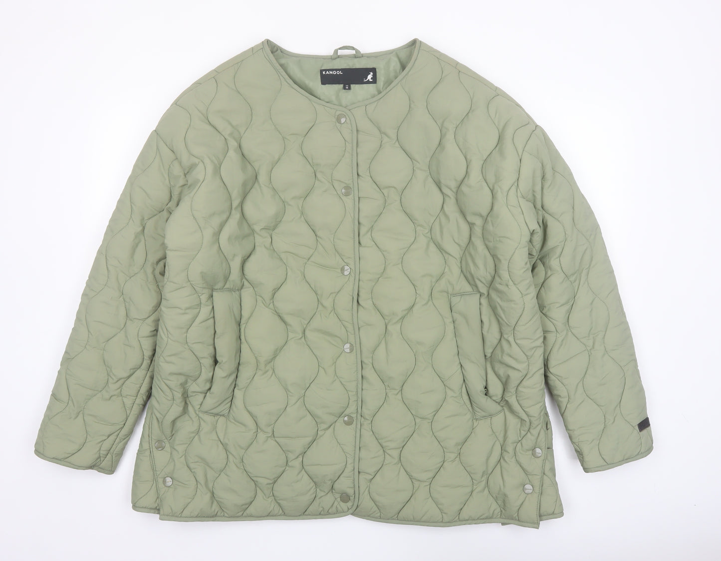 Kangol Women's Green Quilted Jacket UK 14 Mid-Length Casual