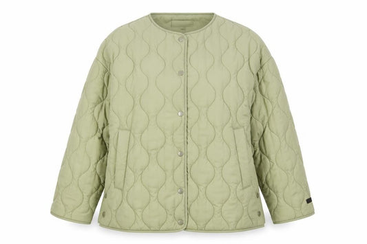 Front view of Kangol Women's Green Quilted Jacket UK 14 Mid-Length Casual