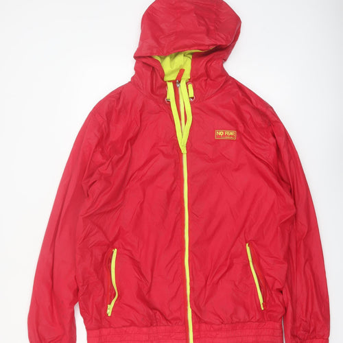 No Fear Mens Red Windbreaker Hooded Jacket 2XL Casual Outdoor