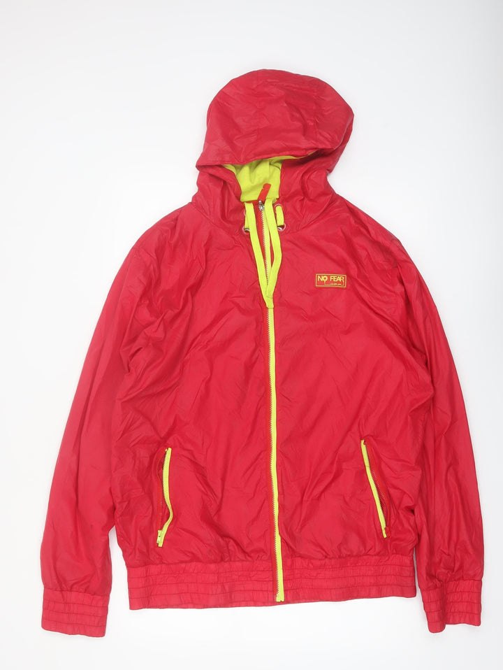 No Fear Mens Red Windbreaker Hooded Jacket 2XL Casual Outdoor