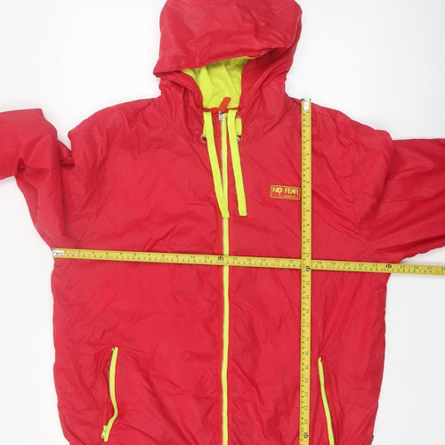 No Fear Mens Red Windbreaker Hooded Jacket 2XL Casual Outdoor