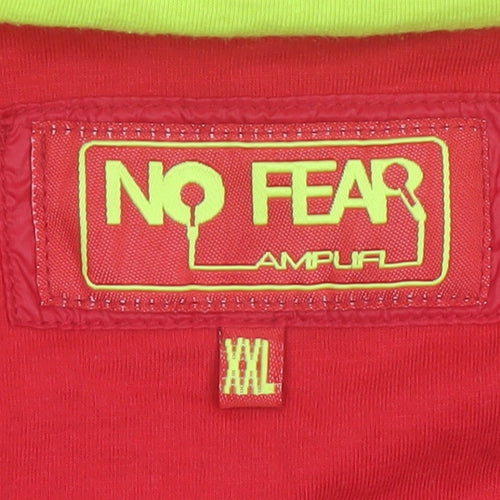 No Fear Mens Red Windbreaker Hooded Jacket 2XL Casual Outdoor