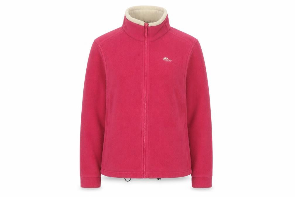 Front view of Lowe Alpine Women's Pink Fleece Jacket, size S, Outdoor Full Zip