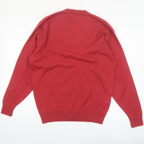 Summerland Men Red Wool Blend V-Neck Pullover Jumper M