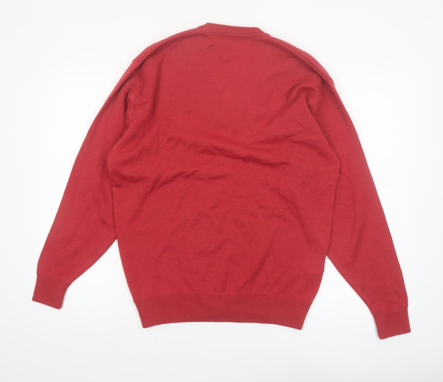 Summerland Men Red Wool Blend V-Neck Pullover Jumper M
