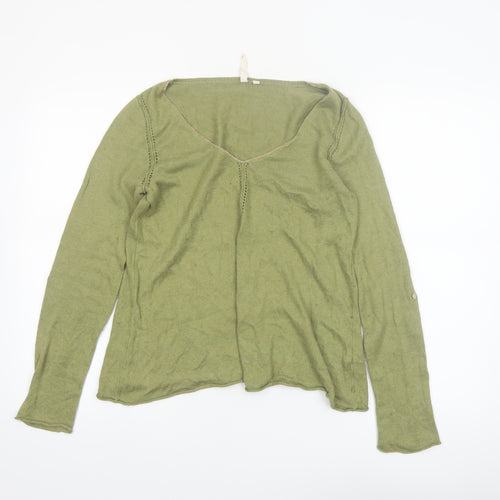 White Stuff Women’s Green V-Neck Knit Jumper Size 10 Long Sleeve