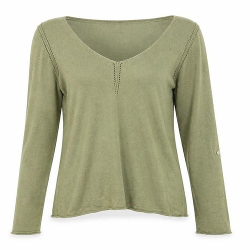 White Stuff Women’s Green V-Neck Knit Jumper Size 10 Long Sleeve