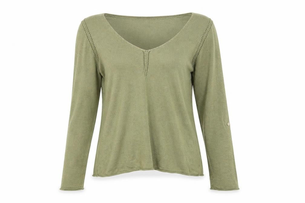 White Stuff Women’s Green V-Neck Knit Jumper Size 10 Long Sleeve