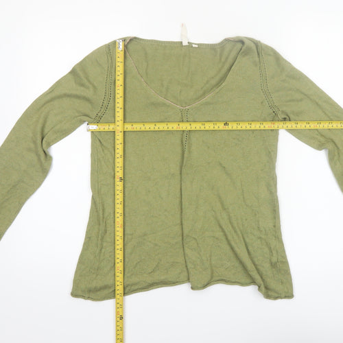 White Stuff Women’s Green V-Neck Knit Jumper Size 10 Long Sleeve