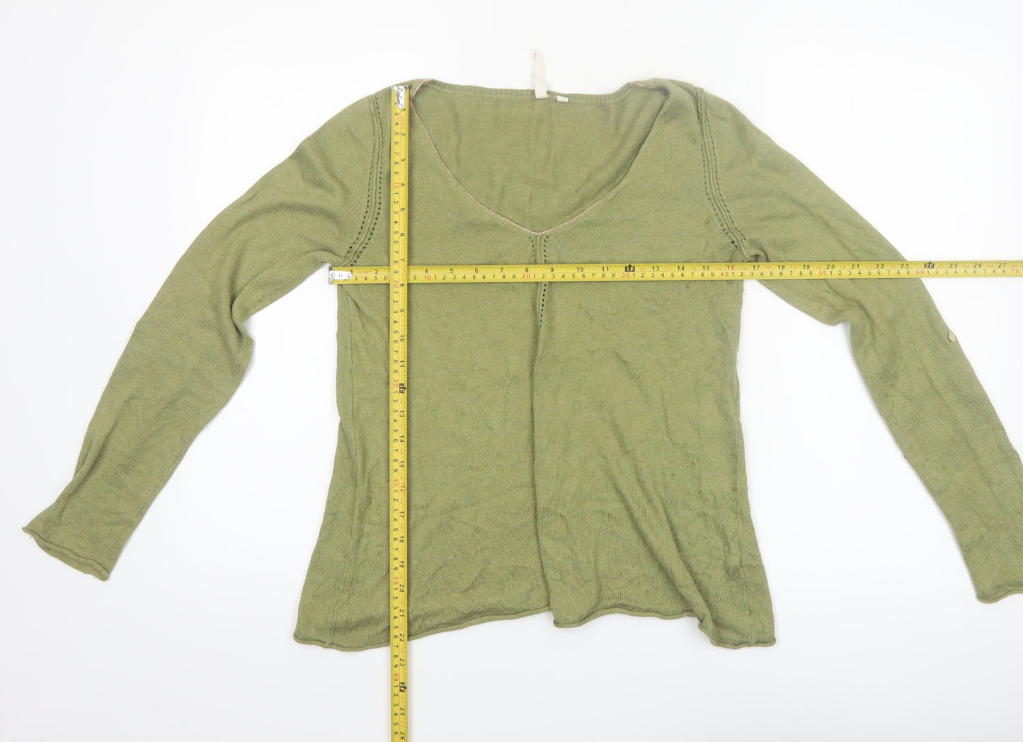 White Stuff Women’s Green V-Neck Knit Jumper Size 10 Long Sleeve