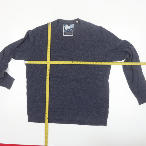 Mantaray Men's Blue Cotton V-Neck Jumper Size M