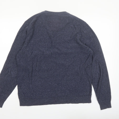 Mantaray Men's Blue Cotton V-Neck Jumper Size M