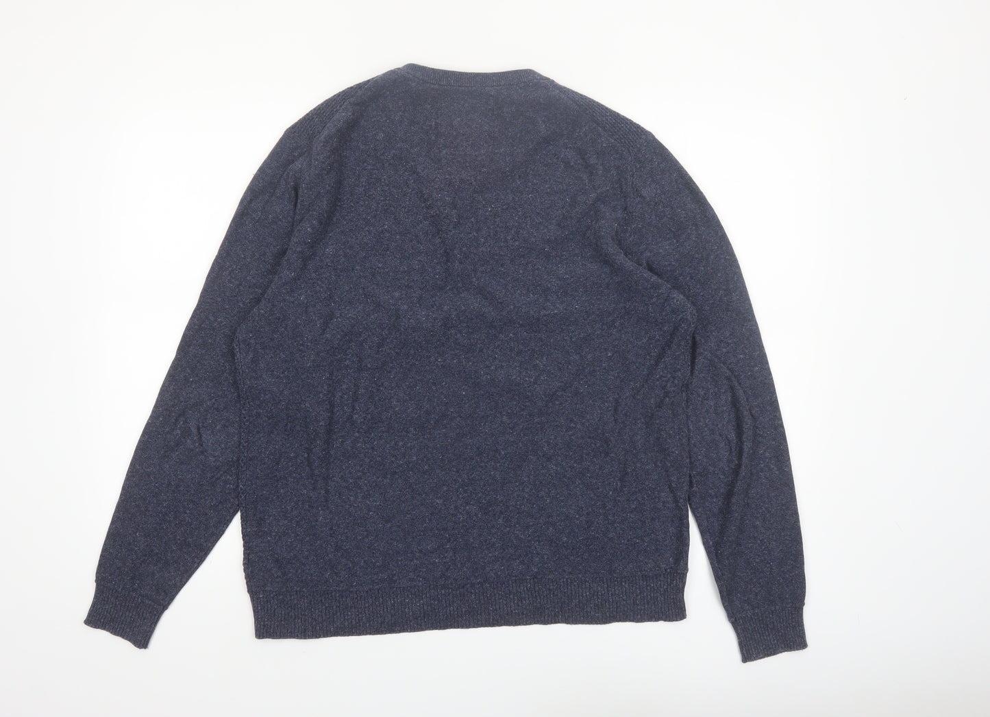 Mantaray Men's Blue Cotton V-Neck Jumper Size M