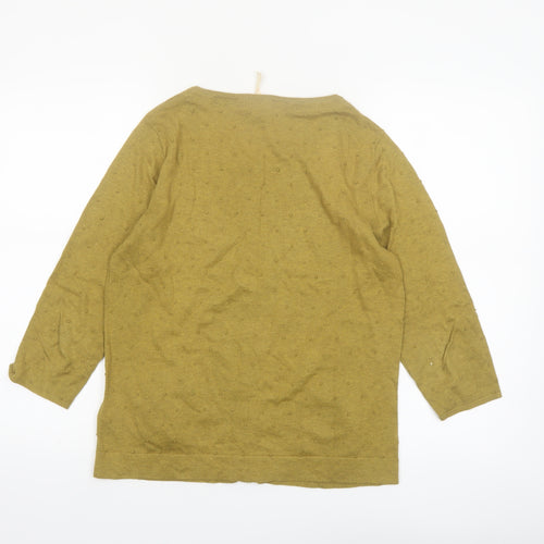 White Stuff Women Green Cotton 3/4 Sleeve Cardigan Size 14