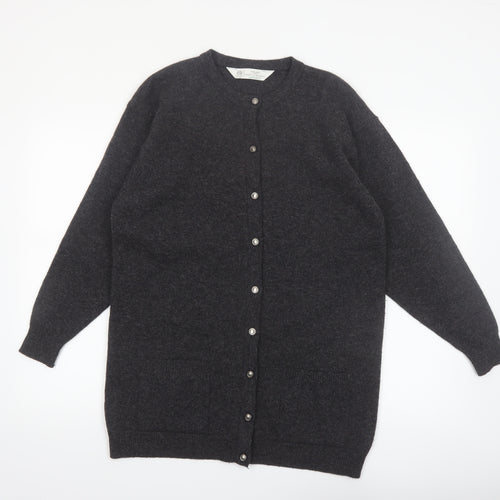 Marks & Spencer Women Dark Grey Lambswool Cardigan UK 10 Classic Fit