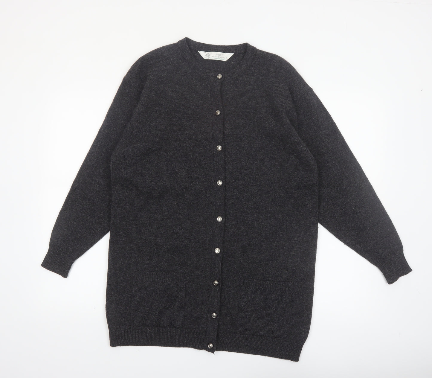 Marks & Spencer Women Dark Grey Lambswool Cardigan UK 10 Classic Fit