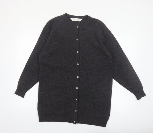 Marks & Spencer Women Dark Grey Lambswool Cardigan UK 10 Classic Fit