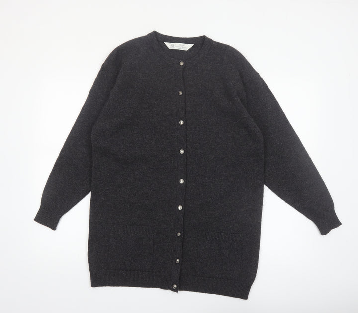 Marks & Spencer Women Dark Grey Lambswool Cardigan UK 10 Classic Fit
