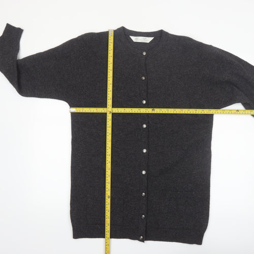 Marks & Spencer Women Dark Grey Lambswool Cardigan UK 10 Classic Fit