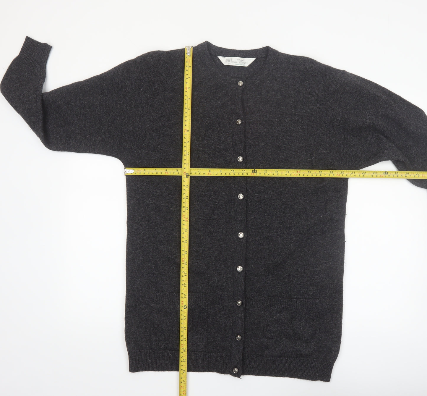 Marks & Spencer Women Dark Grey Lambswool Cardigan UK 10 Classic Fit