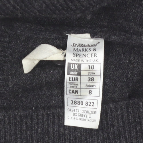 Marks & Spencer Women Dark Grey Lambswool Cardigan UK 10 Classic Fit